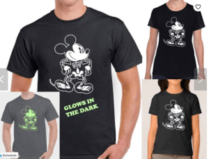 Glow in the dark Mickey skeleton shirt