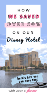 Want to save money on your Disney stay? Check out how we saved over 50% on our Disney World hotel now! Get cheaper Disney stays and save money on your travel with these Disney World travel hacks now #cheapDisneytravel #budgettravel #DisneyWorldhacks #DisneyWorldHotelhacks